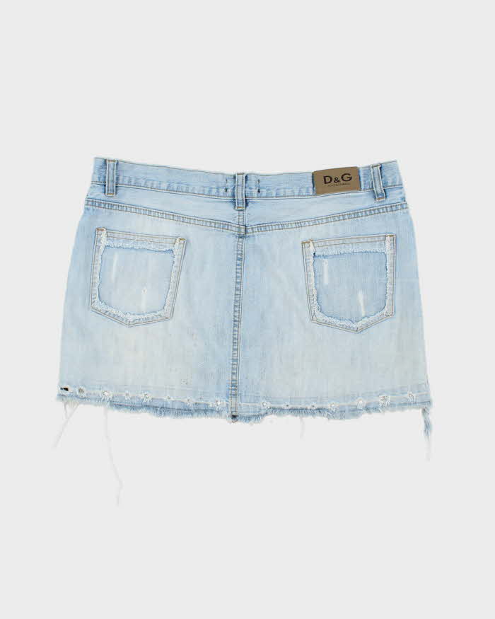 Vintage Y2K Dolce &amp; Gabbana Light Wash Denim Mini Skirt - W26 L13