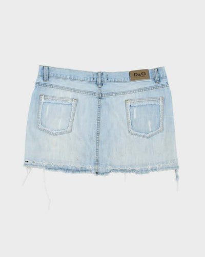 Vintage Y2K Dolce & Gabbana Light Wash Denim Mini Skirt - W26 L13