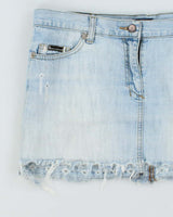 Vintage Y2K Dolce &amp; Gabbana Light Wash Denim Mini Skirt - W26 L13