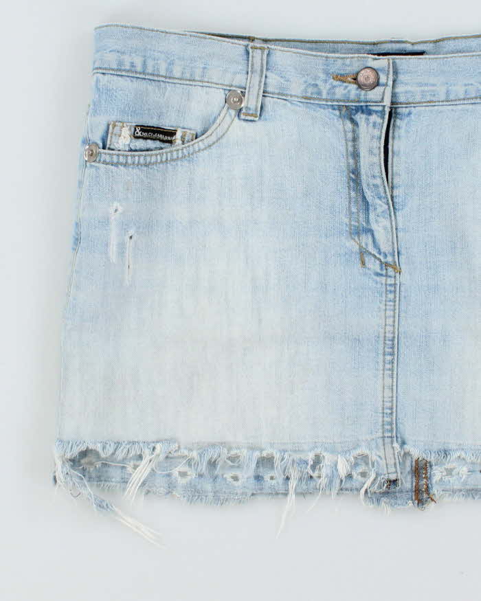 Vintage Y2K Dolce &amp; Gabbana Light Wash Denim Mini Skirt - W26 L13