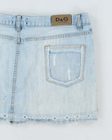 Vintage Y2K Dolce &amp; Gabbana Light Wash Denim Mini Skirt - W26 L13
