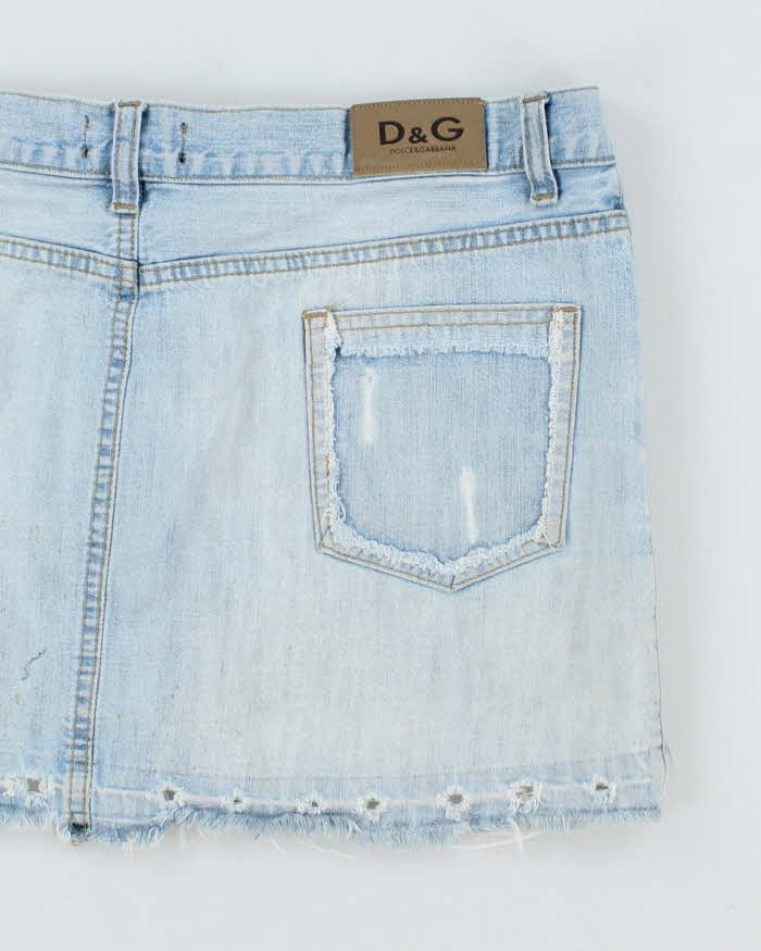 Vintage Y2K Dolce & Gabbana Light Wash Denim Mini Skirt - W26 L13