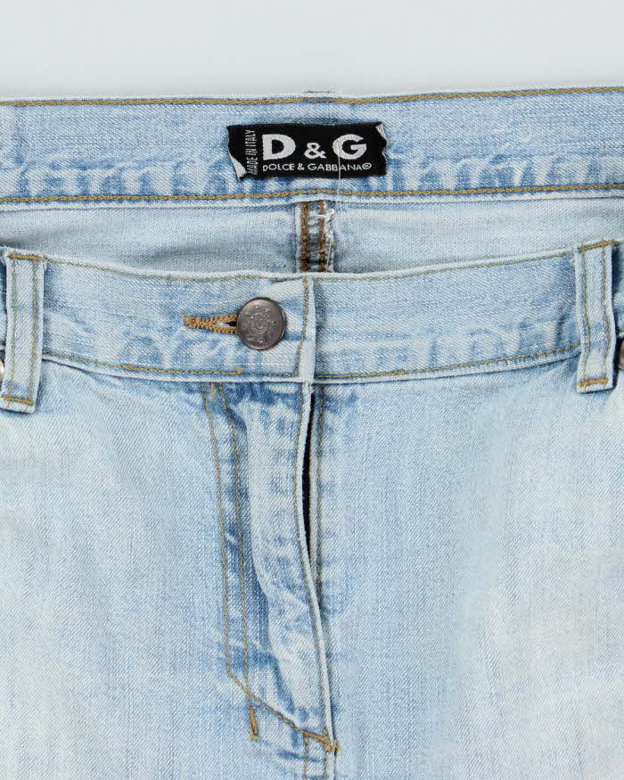 Vintage Y2K Dolce &amp; Gabbana Light Wash Denim Mini Skirt - W26 L13