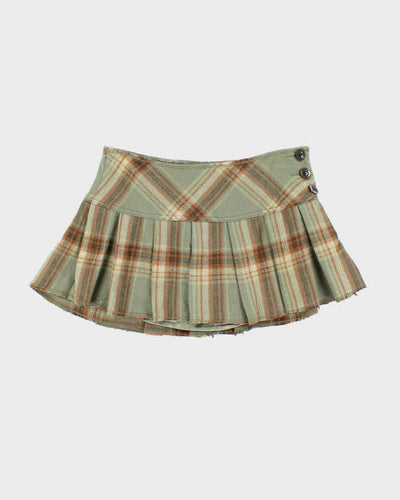 Vintage Y2k 00s Checked Wool Blend Mini Skirt - XS