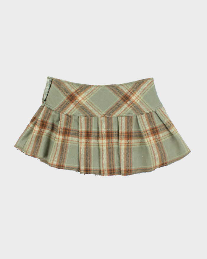 Vintage Y2k 00s Checked Wool Blend Mini Skirt - XS