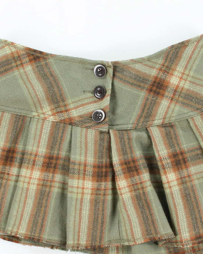 Vintage Y2k 00s Checked Wool Blend Mini Skirt - XS