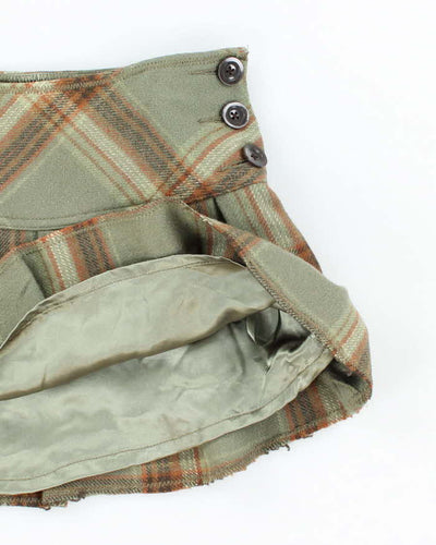 Vintage Y2k 00s Checked Wool Blend Mini Skirt - XS