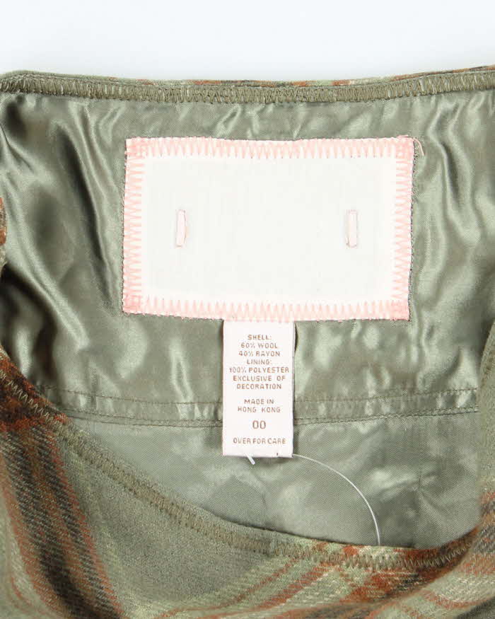 Vintage Y2k 00s Checked Wool Blend Mini Skirt - XS