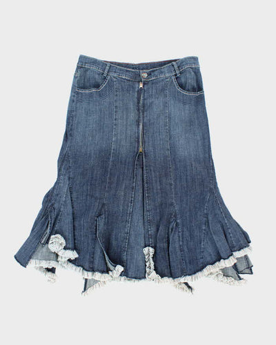 Vintage Y2k 00s Cattiana Ruffle Denim Skirt - L