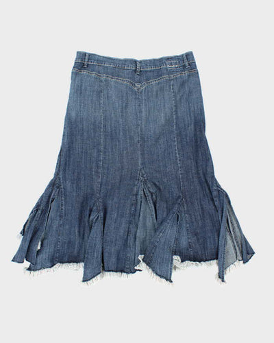 Vintage Y2k 00s Cattiana Ruffle Denim Skirt - L