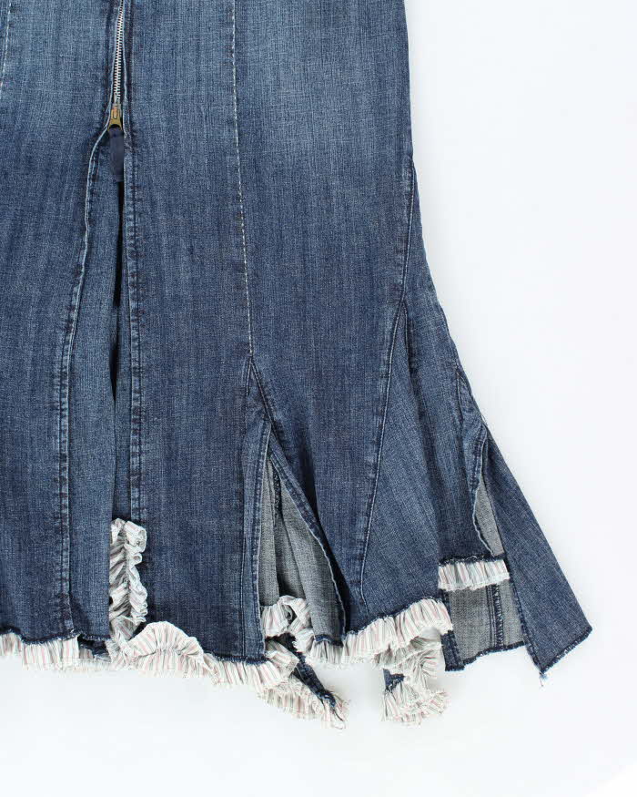 Vintage Y2k 00s Cattiana Ruffle Denim Skirt - L