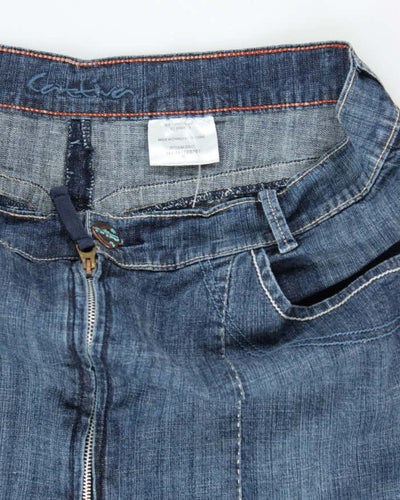 Vintage Y2k 00s Cattiana Ruffle Denim Skirt - L