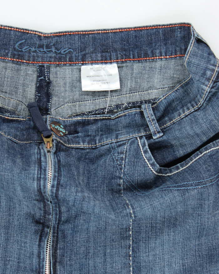 Vintage Y2k 00s Cattiana Ruffle Denim Skirt - L