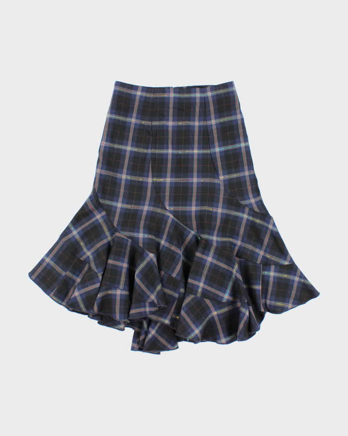Vintage 00s Le Chateau Check Flare Hem Skirt - XS