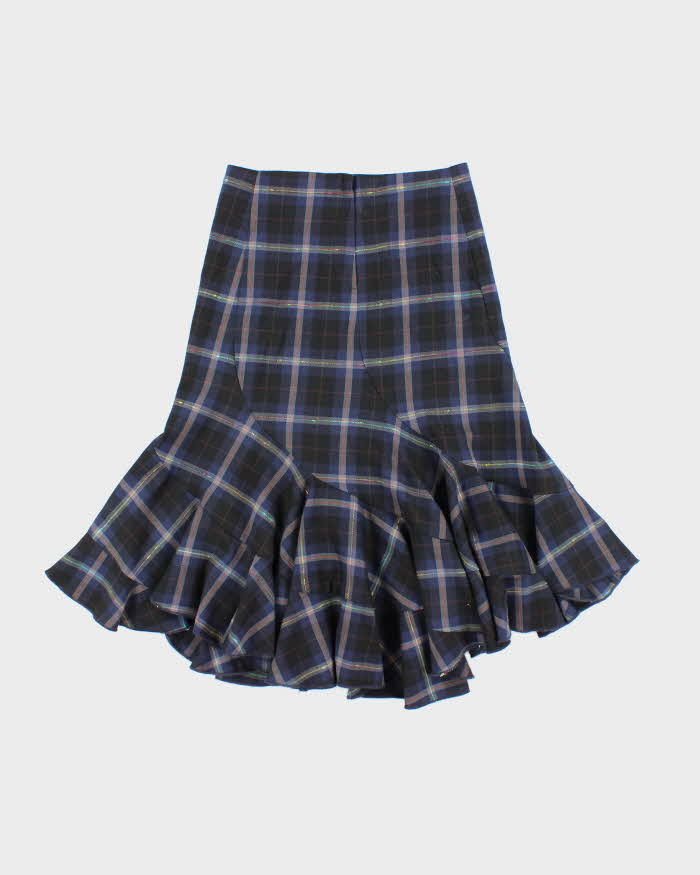 Vintage 00s Le Chateau Check Flare Hem Skirt - XS