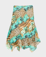 Vintage Y2k 00s Joseph Ribkoff Animal Print Handkerchief Hem Skirt - S