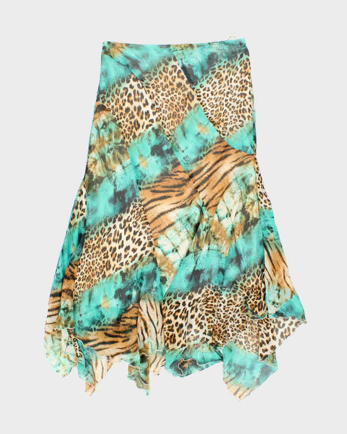 Vintage Y2k 00s Joseph Ribkoff Animal Print Handkerchief Hem Skirt - S