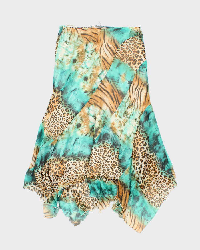 Vintage Y2k 00s Joseph Ribkoff Animal Print Handkerchief Hem Skirt - S