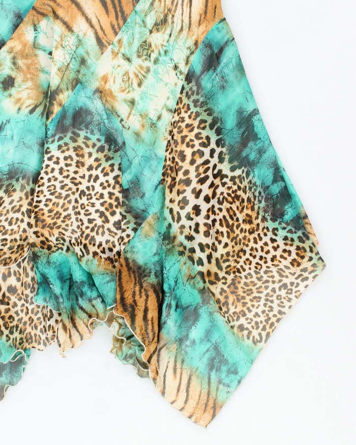 Vintage Y2k 00s Joseph Ribkoff Animal Print Handkerchief Hem Skirt - S