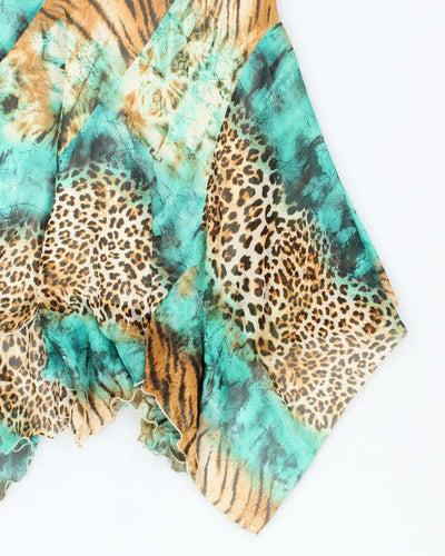 Vintage Y2k 00s Joseph Ribkoff Animal Print Handkerchief Hem Skirt - S