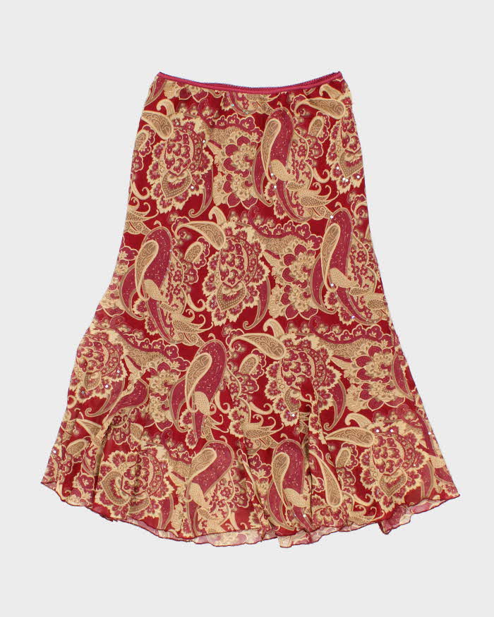 Vintage 90s 00s Jonatan Martin Paisley Pattern Sequin Skirt - S