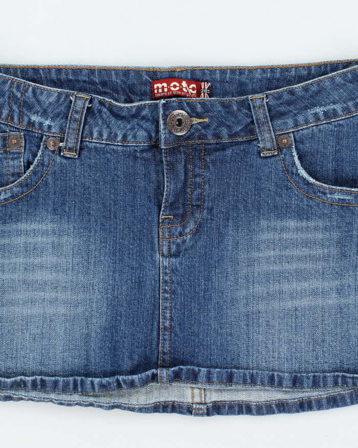 Vintage Y2k 00s Moto Denim Mini Skirt - S