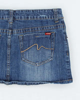 Vintage Y2k 00s Moto Denim Mini Skirt - S