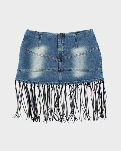 Vintage Y2k 00s Home Fringe Denim Mini Skirt - S