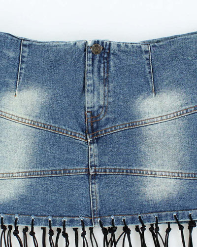 Vintage Y2k 00s Home Fringe Denim Mini Skirt - S