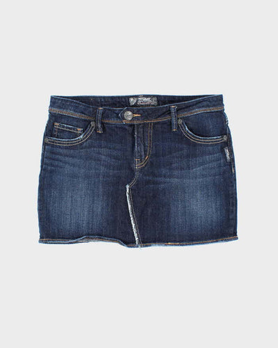 Vintage Y2k 00s Silver Denim Mini Skirt - S