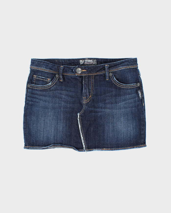 Vintage Y2k 00s Silver Denim Mini Skirt - S