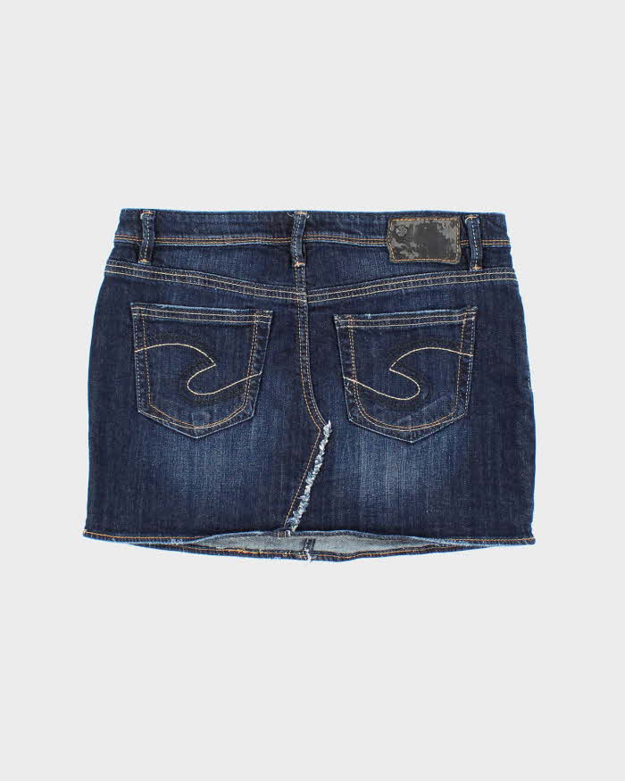Vintage Y2k 00s Silver Denim Mini Skirt - S