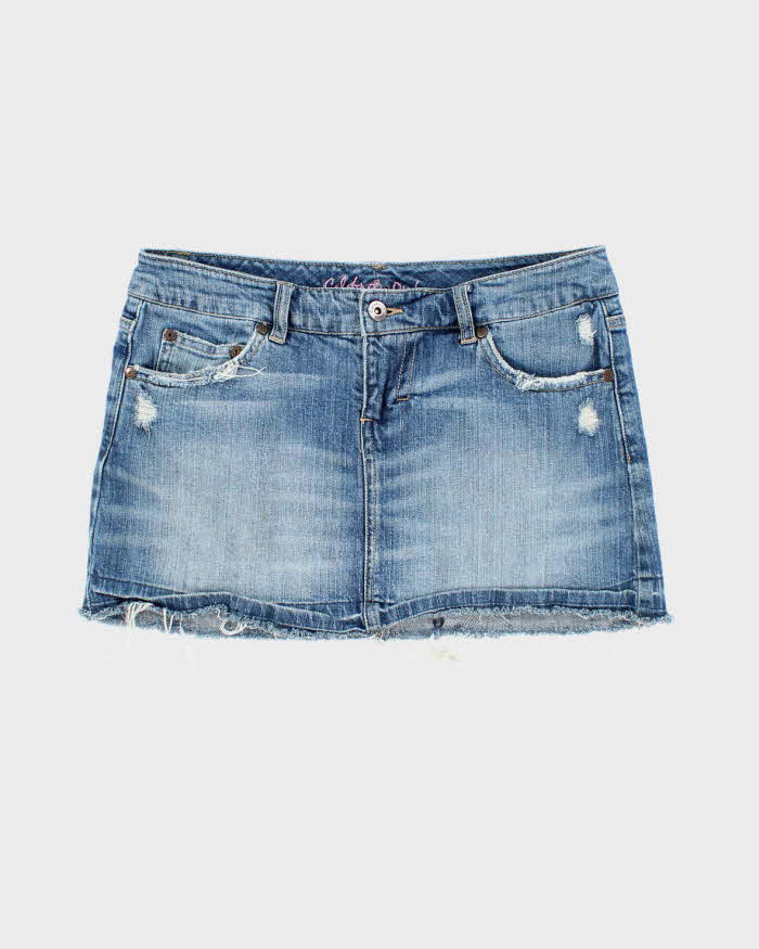 Vintage Y2k 00s Celebrity Pink Rhinestone Denim Skirt - S