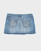 Vintage Y2k 00s Celebrity Pink Rhinestone Denim Skirt - S