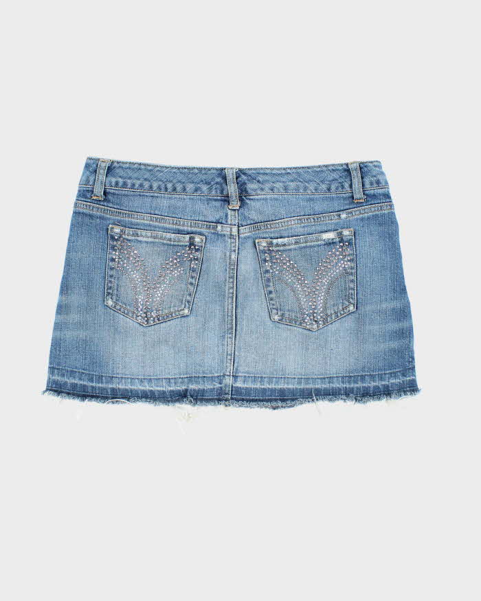 Vintage Y2k 00s Celebrity Pink Rhinestone Denim Skirt - S