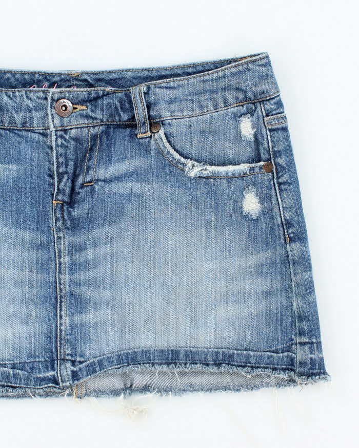 Vintage Y2k 00s Celebrity Pink Rhinestone Denim Skirt - S