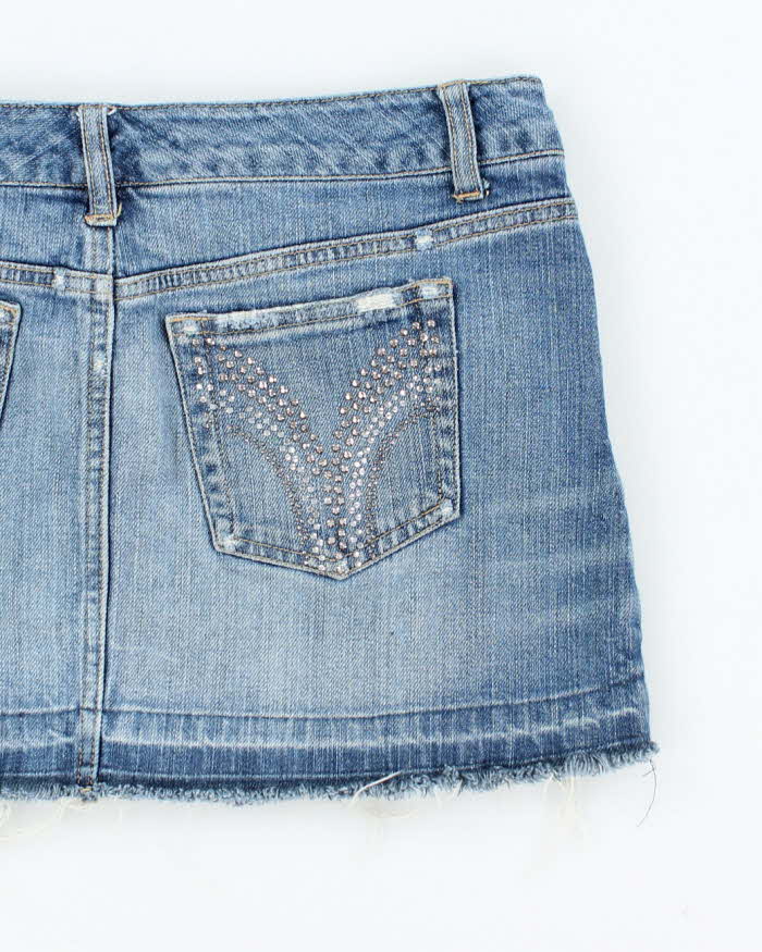 Vintage Y2k 00s Celebrity Pink Rhinestone Denim Skirt - S
