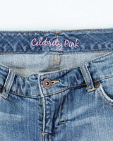 Vintage Y2k 00s Celebrity Pink Rhinestone Denim Skirt - S