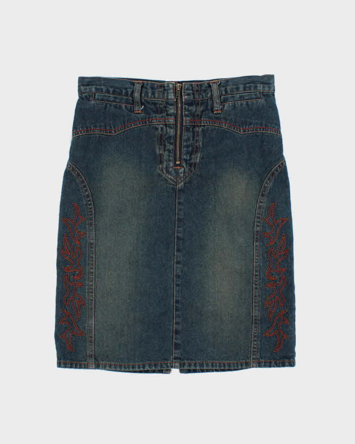 Vintage Y2k 00s Mary Kate + Ashley Embroidered Denim Skirt - XS