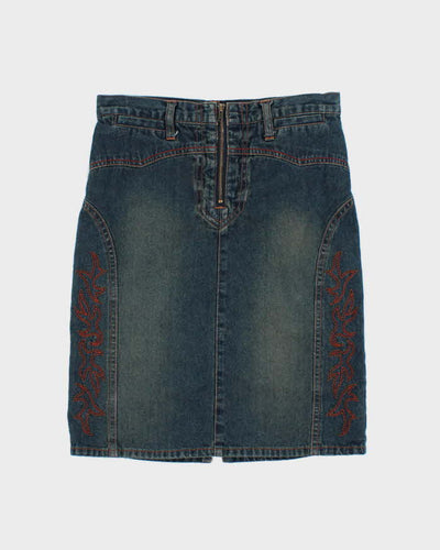 Vintage Y2k 00s Mary Kate + Ashley Embroidered Denim Skirt - XS