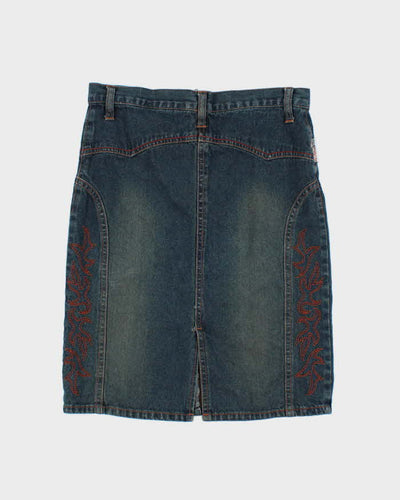 Vintage Y2k 00s Mary Kate + Ashley Embroidered Denim Skirt - XS