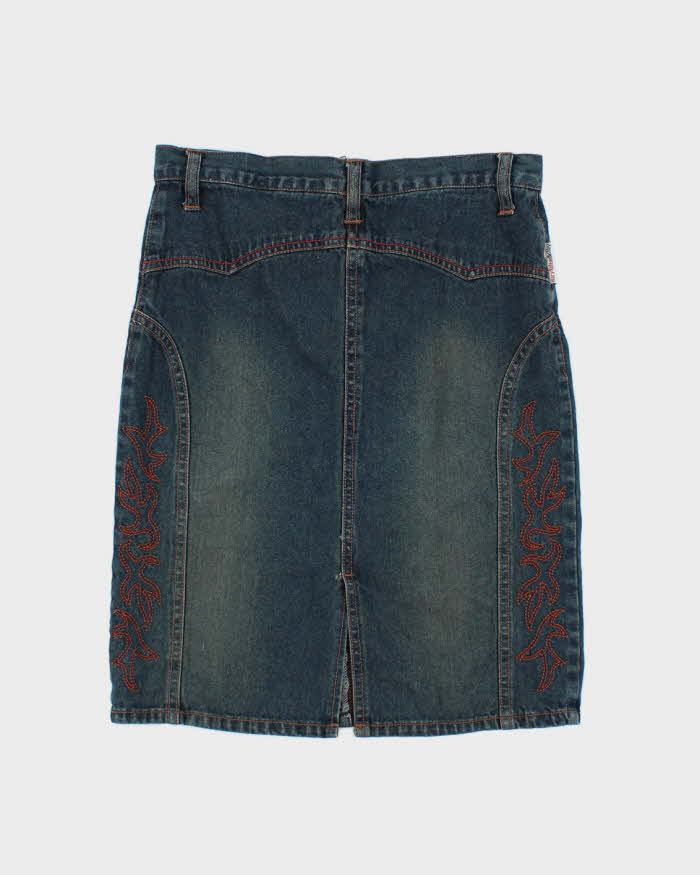 Vintage Y2k 00s Mary Kate + Ashley Embroidered Denim Skirt - XS