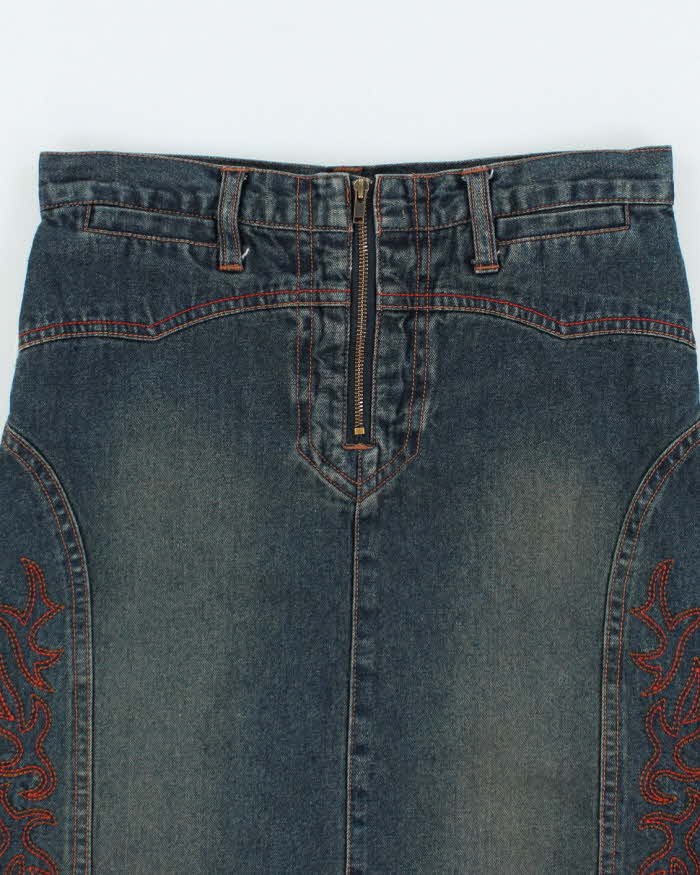 Vintage Y2k 00s Mary Kate + Ashley Embroidered Denim Skirt - XS