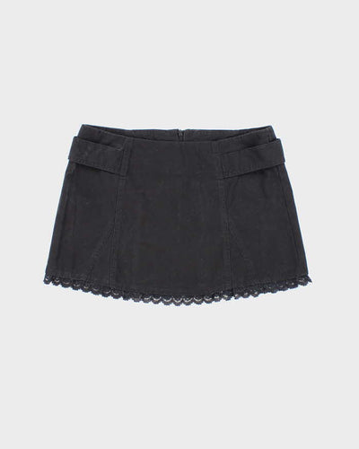 Vintage Y2K Wet Seal Black Laced Ultra Mini Skirt - S