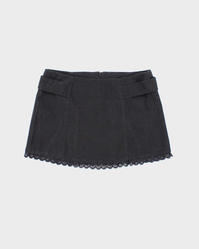 Vintage Y2K Wet Seal Black Laced Ultra Mini Skirt - S