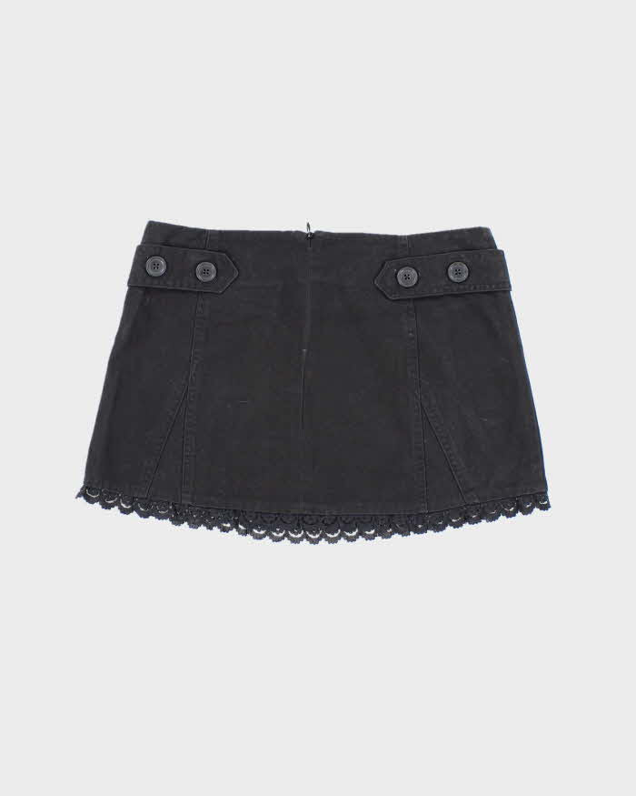 Vintage Y2K Wet Seal Black Laced Ultra Mini Skirt - S