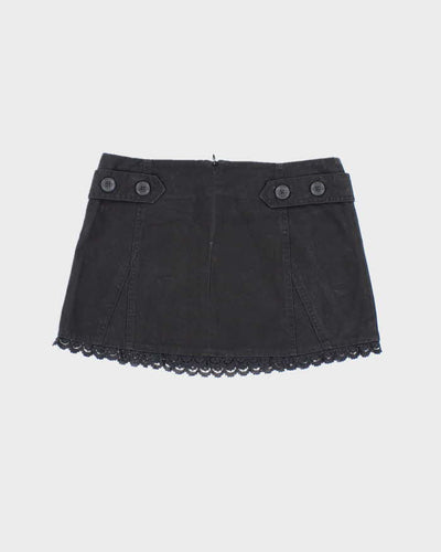 Vintage Y2K Wet Seal Black Laced Ultra Mini Skirt - S