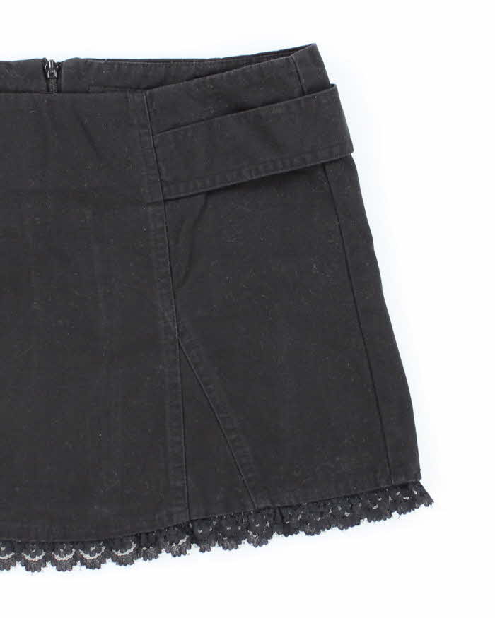 Vintage Y2K Wet Seal Black Laced Ultra Mini Skirt - S