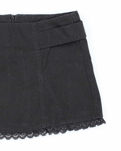 Vintage Y2K Wet Seal Black Laced Ultra Mini Skirt - S