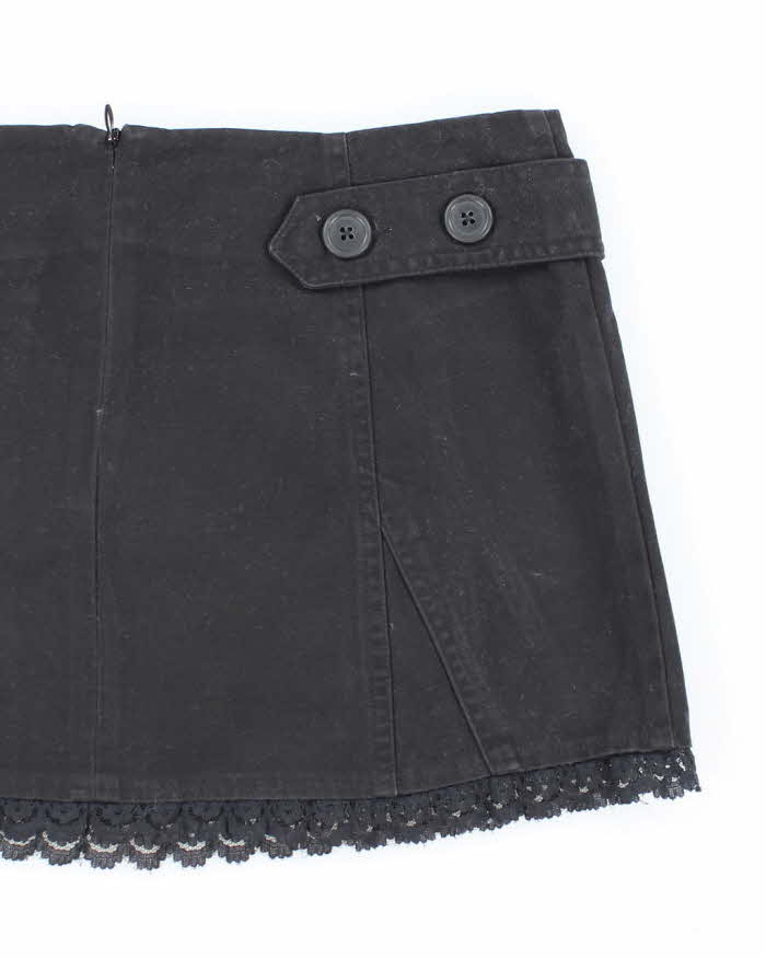 Vintage Y2K Wet Seal Black Laced Ultra Mini Skirt - S